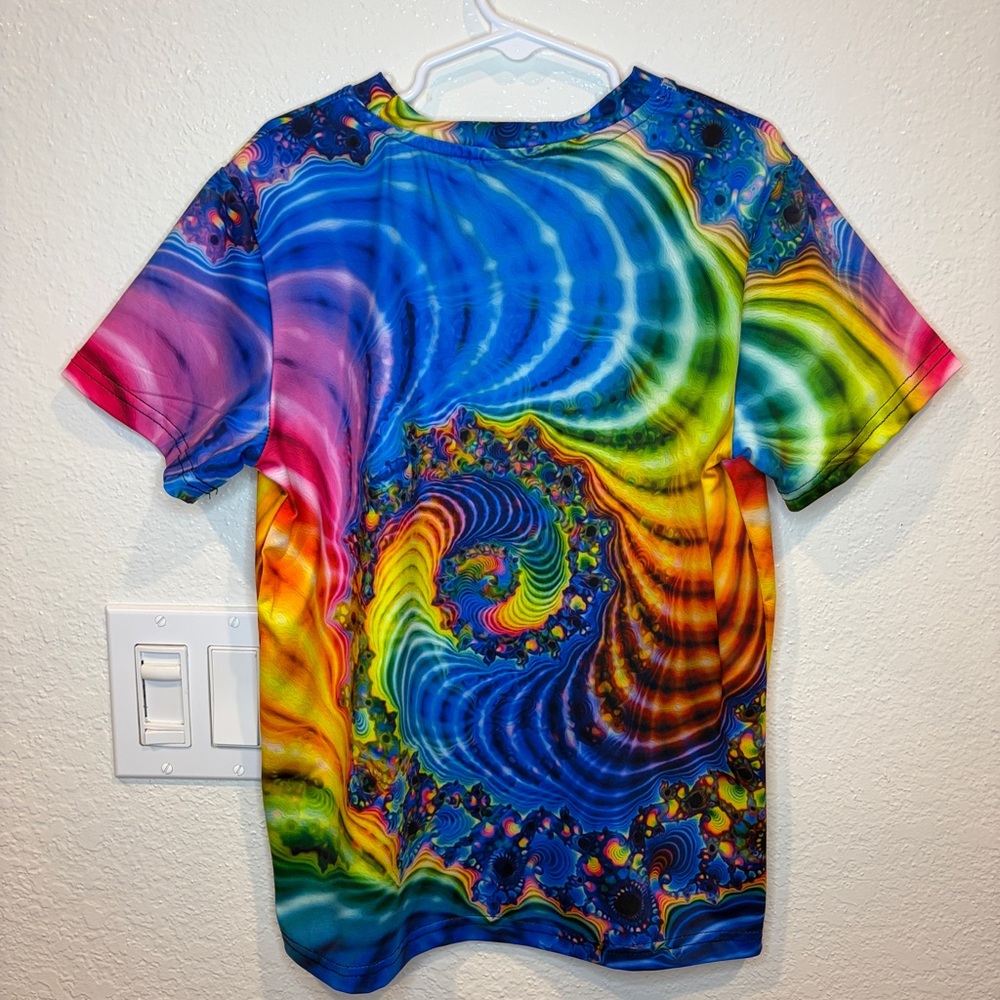Vibrant Multi-Color Fractal Swirl Kids’ Shirt